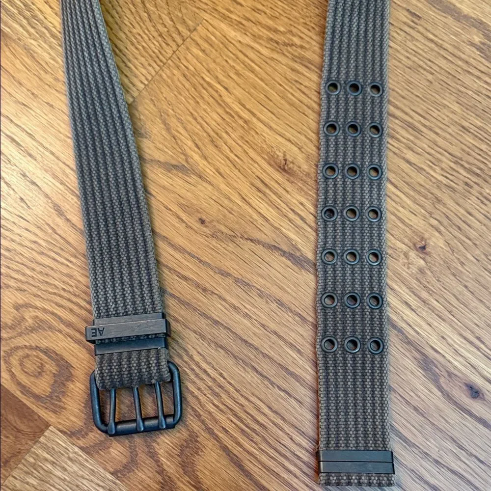 American Eagle Olive Green Web Belt Adjustable Grommet Canvas Unisex